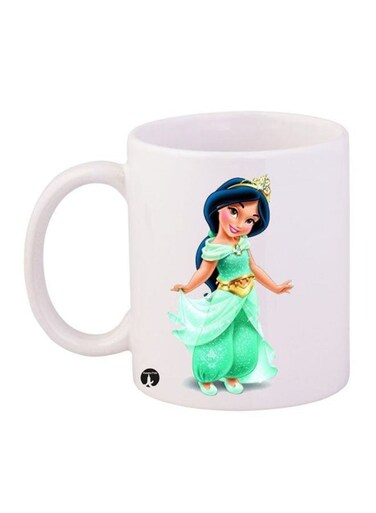 Durable Heat-Resistant Thick Wall Designed Ergonomic Handled Disney Printed Mug White/Green 11ounce