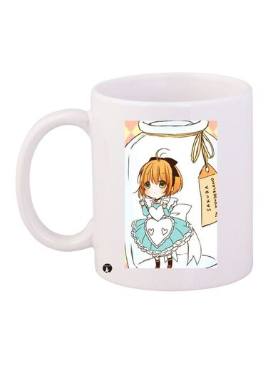 Anime Printed Coffee Mug White/Yellow/Green 11ounce