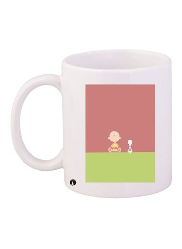 Cartoon Printed Coffee Mug White/Pink/Green 11ounce