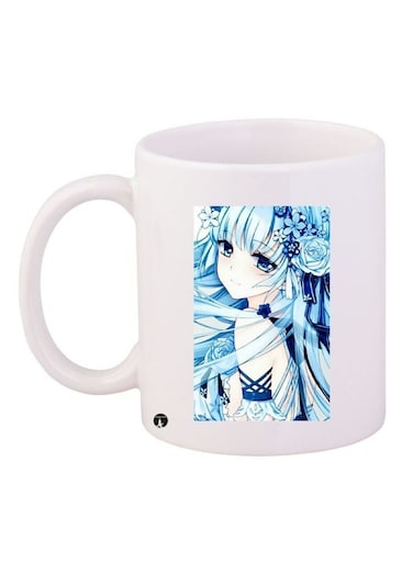 Cartoon Printed Coffee Mug White/Blue/Beige 11ounce