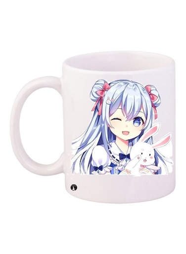 Anime Printed Coffee Mug White/Purple/Pink 11ounce