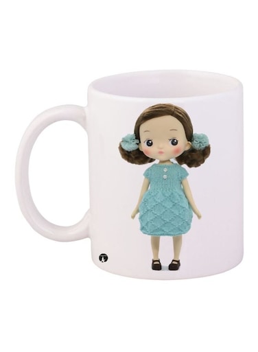 Anime Printed Coffee Mug White/Brown/Blue 11ounce