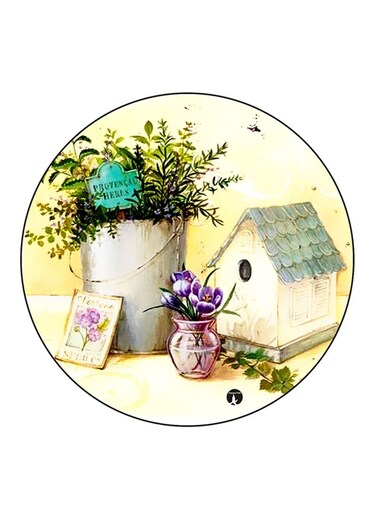 Vintage Art Printed Fridge Magnet Round Multicolour