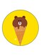 Bear Printed Fridge Magnet Round Multicolour