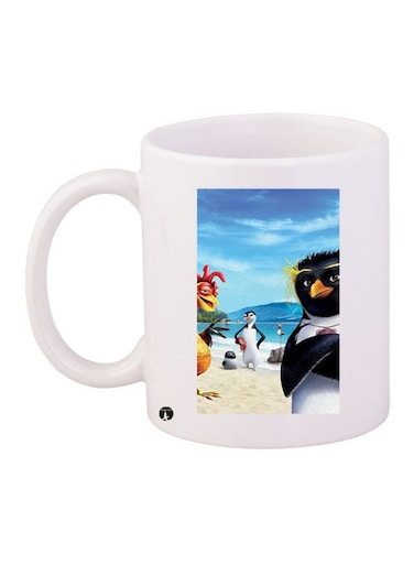 Cartoon Printed Coffee Mug White/Blue/Black 11ounce