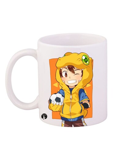 Digimon Printed Mug White/Yellow/Black 12ounce