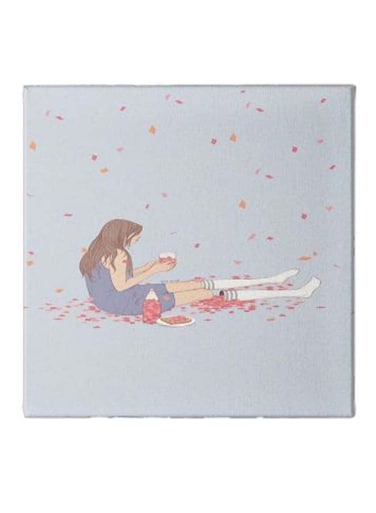 Girl Animation Pattern Hidden Frame Canvas Wall Painting Multicolour 50 x 50cm