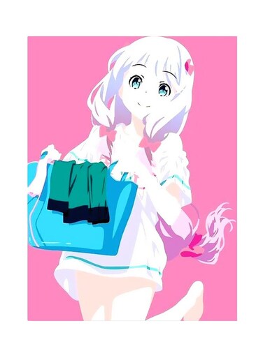 Animated Girl Themed Metallic Plate Pink/White/Blue 20x15cm
