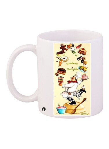Dessert Delights Printed Coffee Mug White/Yellow/Black