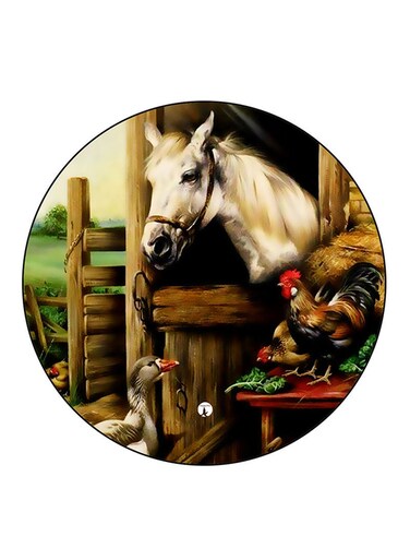 Vintage Art Printed Fridge Magnet Round Multicolour