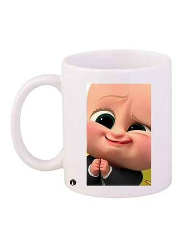 Cartoon Printed Coffee Mug White/Black/Beige 11ounce
