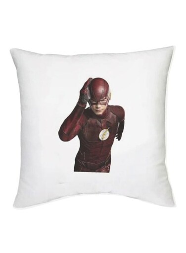 The Flash Printed Decorative Cushion White/Red/Beige 16x16inch