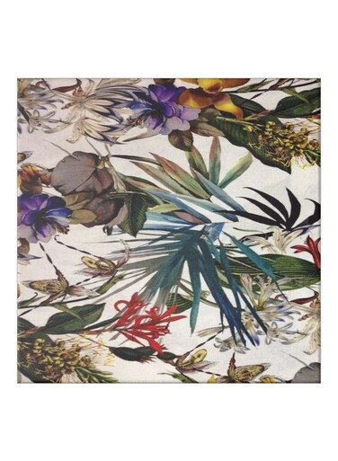 Tree Leaves Themed Canvas Painting With Frame Blue/Brown/Green 50x50cm