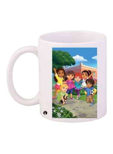 Cartoon Printed Coffee Mug White/Pink/Blue 11ounce
