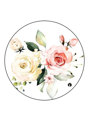 Rose Printed Fridge Magnet White/Pink/Green 5.5cm