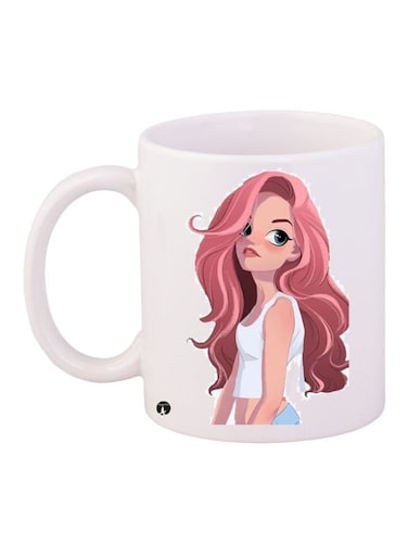 Printed Coffee Mug White/Red/Beige