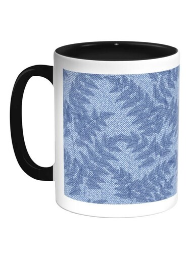 Tree Paper Printed Coffee Mug Black/White/Blue 325ml