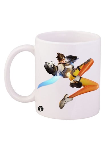 Video Game Overwatch Design Mug White/Yellow/Black 11ounce