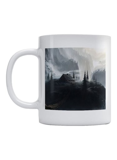 House And Trees Printed Mug White/Black/Grey