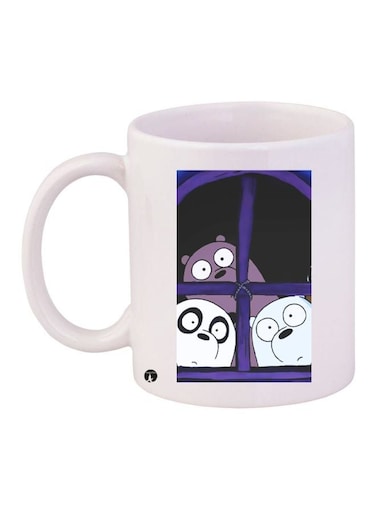 Cartoon Printed Coffee Mug White/Purple/Black 11ounce