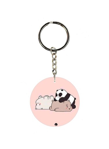 Cartoon Bear Printed Dual Sided Keychain