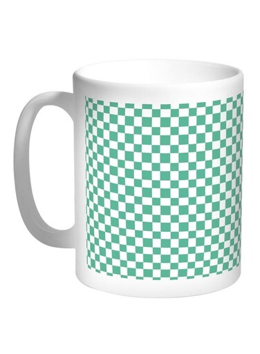 Motifs Of Green Boxes Printed Coffee Mug White/Green 11ounce