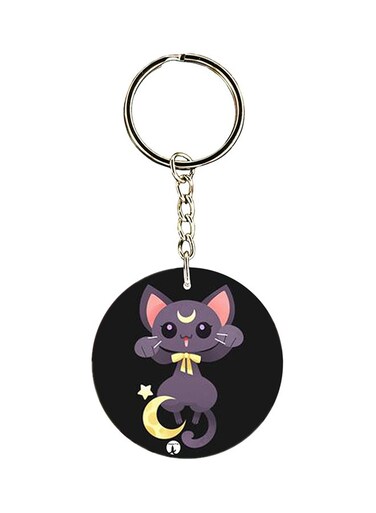 Double Sided Anime Sailor Moon Printed Keychain Black/Purple/Silver