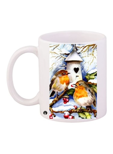 Birds Printed Coffee Mug White/Blue/Yellow