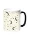 Moon And Stars Printed Coffee Mug Beige Black 11 ounce