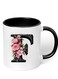 RYN&reg; Ceramic Coffee Mug with Initial Design Printed Gift for Coffee and Tea Lovers 11 Oz alphabet F