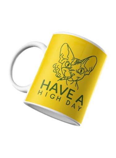 Printed Ceramic Mug Yellow/Green