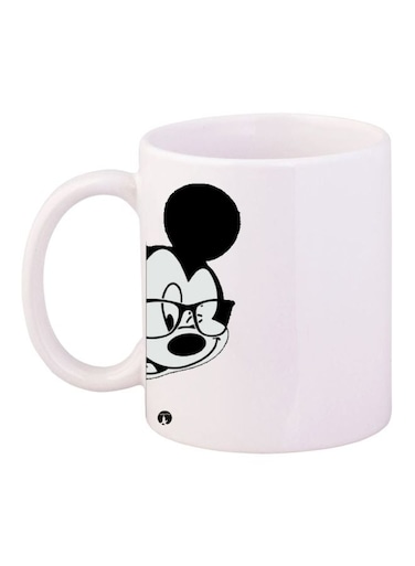 Mickey Mouse Cartoon Printed Coffee Mug White/Black 11ounce