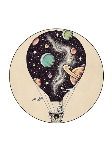 Space Printed Fridge Magnet Round Multicolour