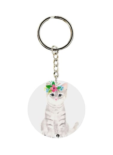Cat Themed Single Sided Keychain