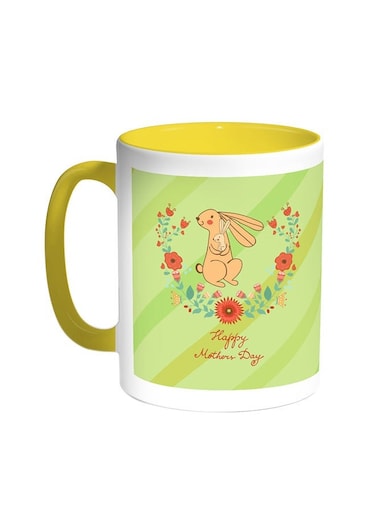 Happy Mother's Day Printed Coffee Mug Yellow/White 11ounce