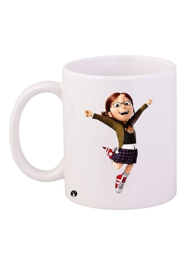 Cartoon Printed Coffee Mug White/Beige/Brown 11ounce