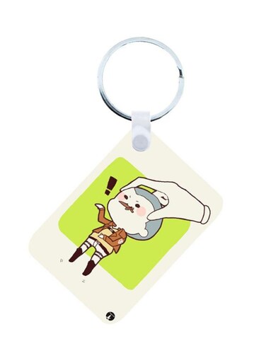 2-In-1 Attack On Titan Printed Keychain And Necklace Green/White/Brown