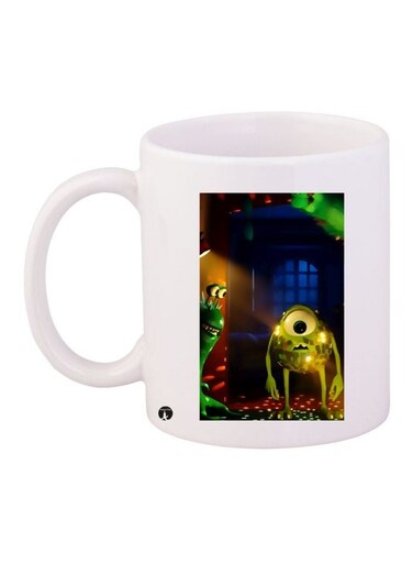 Cartoon Printed Coffee Mug White/Blue/Green 11ounce