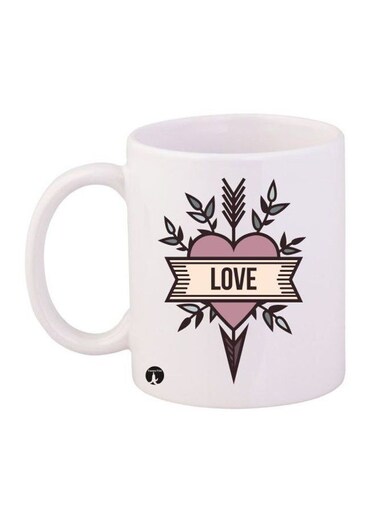 Phrases Love Printed Mug White/Pink/Black 12ounce