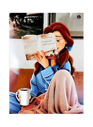 Princess Reading Book Printed Decorative Plate Blue/Brown/White 20x15cm