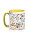 Arabic Coloured Letters Printed Coffee Mug Yellow/White 11ounce