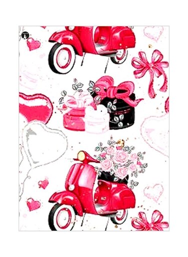 Printed Metallic Plate White/Red/Black 20x15cm