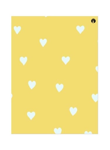 Heart Themed Metallic Plate Yellow/White 20x15cm