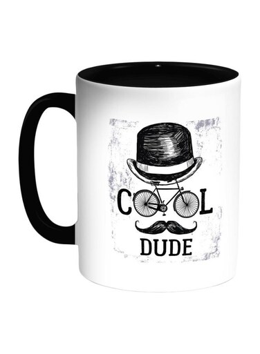 Cool Dude Printed Coffee Mug White/Black/Grey 11ounce
