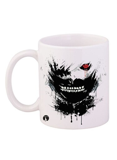 Durable Heat-Resistant Thick Wall Designed Ergonomic Handled Tokyo Ghoul Printed Mug White/Black/Red 11ounce
