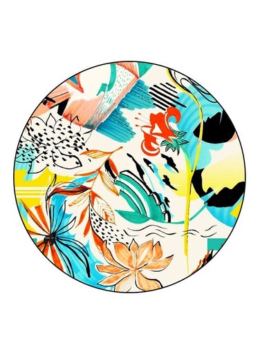 Floral Printed Fridge Magnet White/Yellow/Blue 5.5cm