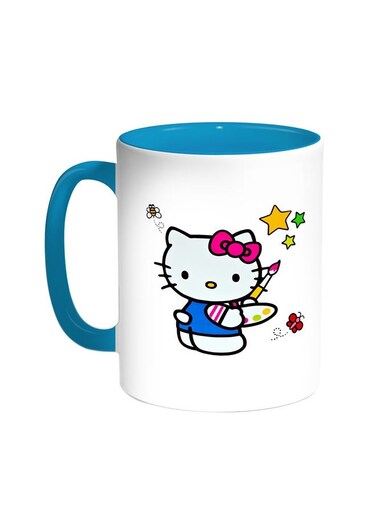 Hello Kitty Printed Coffee Mug Turquoise/White 11ounce