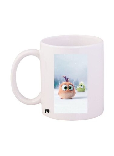 Birds Printed Mug White/Pink/Green Standard Size
