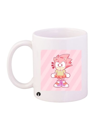 Sonic Printed Mug White/Pink/Yellow Standard Size