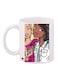 Cartoon Girls Printed Coffee Mug White/Brown/Pink 11ounce